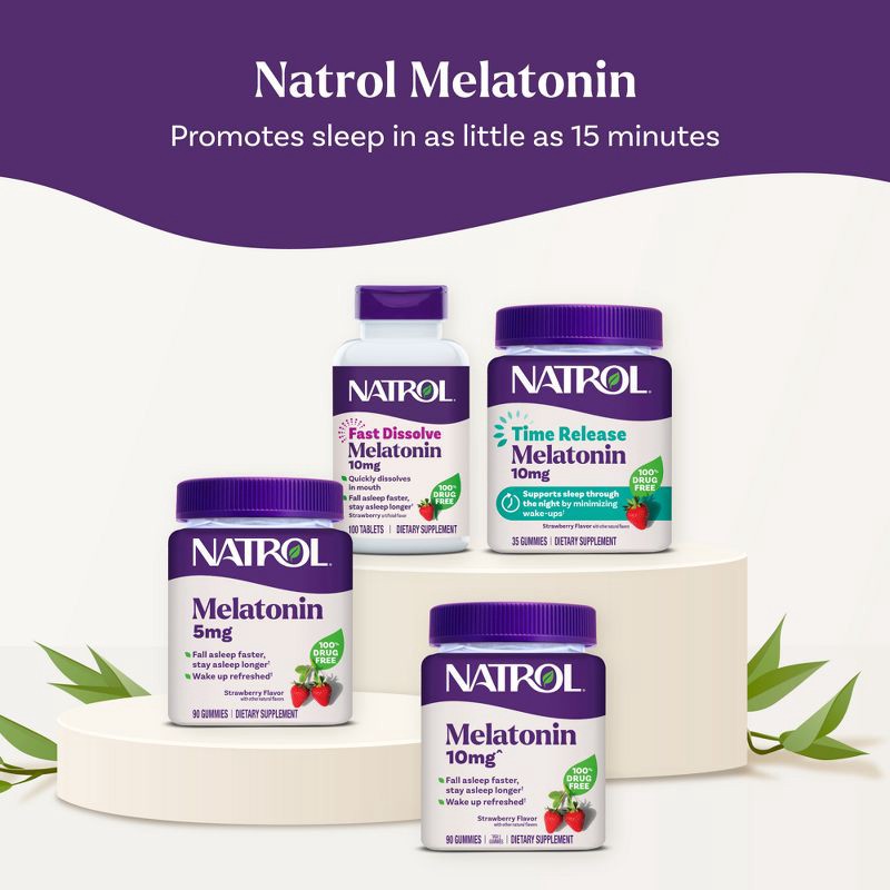 slide 9 of 10, Natrol Melatonin 10mg Sleep Aid Fast Dissolve Tablets - Strawberry - 60ct, 60 ct; 10 mg