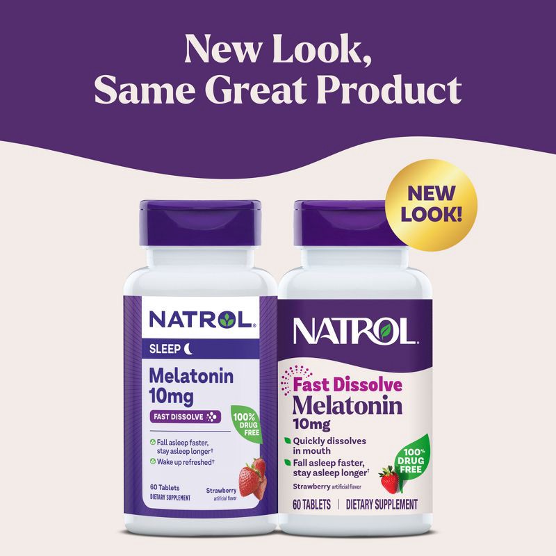 slide 10 of 10, Natrol Melatonin 10mg Sleep Aid Fast Dissolve Tablets - Strawberry - 60ct, 60 ct; 10 mg