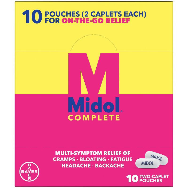 slide 5 of 13, Midol On the Go Menstrual Symptom Relief with Acetaminophen Tablets - 20ct, 20 ct