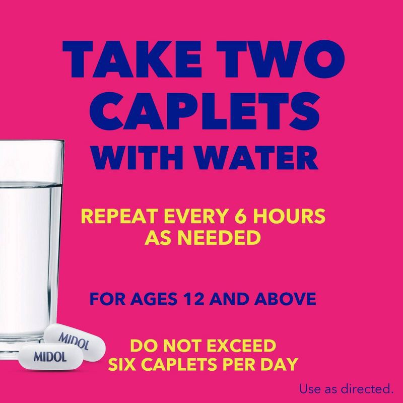 slide 8 of 9, Midol On the Go Menstrual Symptom Relief with Acetaminophen Tablets - 20ct, 20 ct