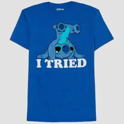 Men's Lilo & Stitch I Tried Short Sleeve Graphic Crewneck T-Shirt - Royal Heather Blue XL