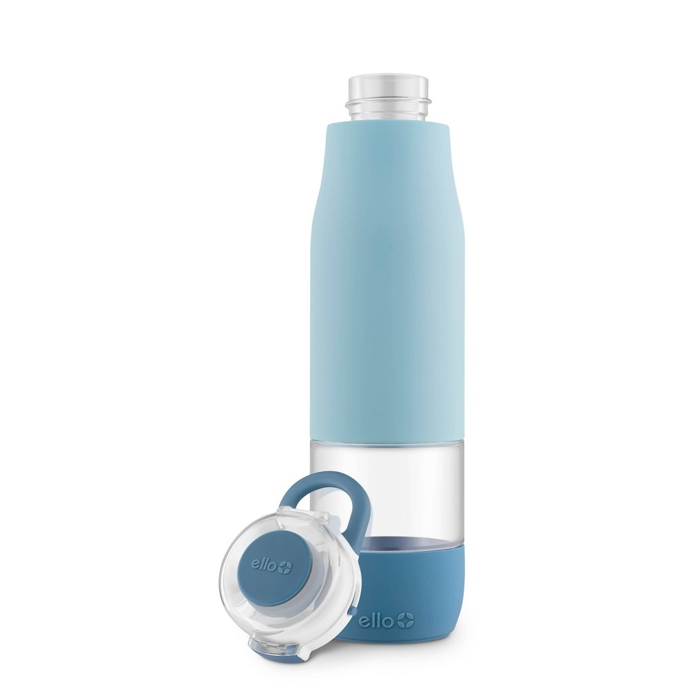 slide 3 of 3, Ello Aura Glass Hydration Bottle Blue/Teal, 24 oz