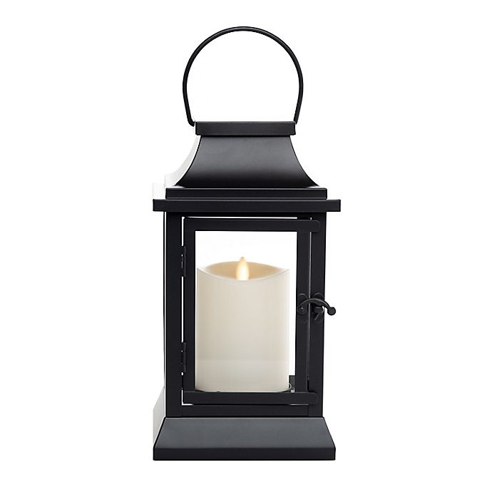 slide 1 of 3, Luminara Metal and Glass Lantern - Matte Black, 12 in