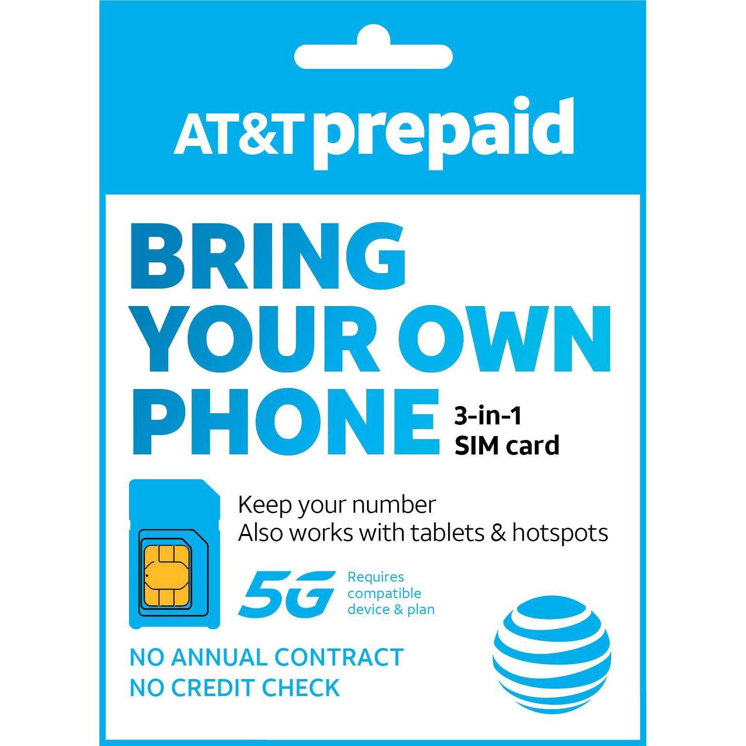 slide 1 of 6, AT&T Prepaid SIM Card Kit (Nano) - Blue, 1 ct