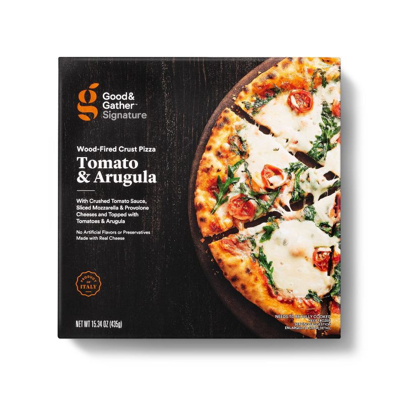 slide 1 of 3, Signature Wood-Fired Tomato & Arugula Frozen Pizza - 15.34oz - Good & Gather™, 15.34 oz
