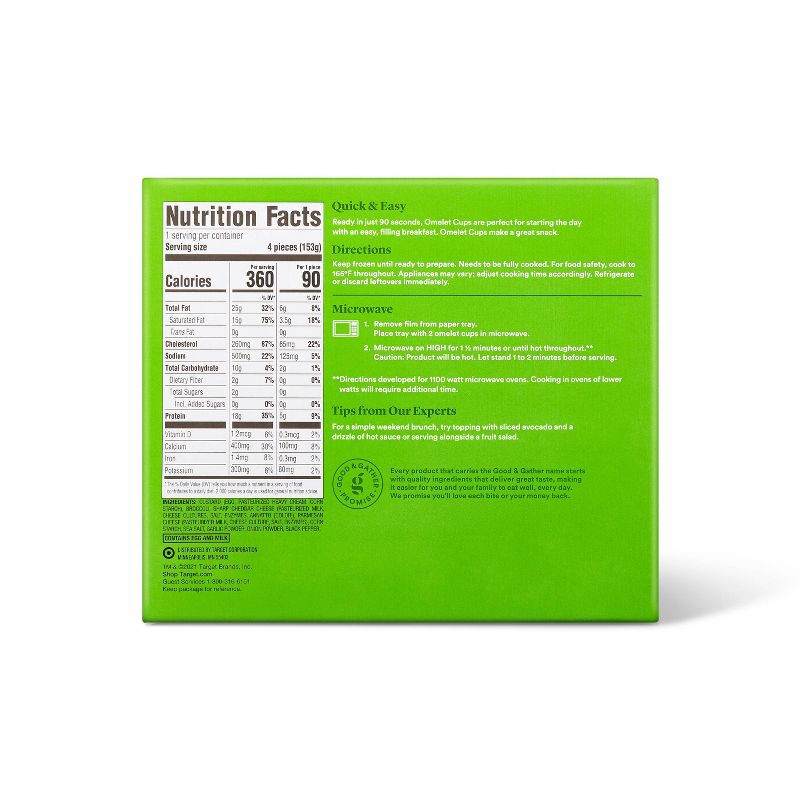 slide 3 of 3, Frozen Broccoli & Cheddar Cheese Omelet Cups - 5.4oz/4ct - Good & Gather™, 5.4 oz, 4 ct