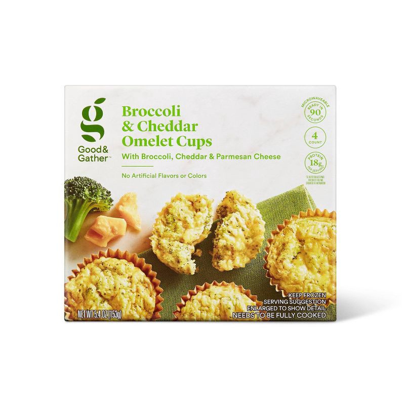 slide 1 of 3, Frozen Broccoli & Cheddar Cheese Omelet Cups - 5.4oz/4ct - Good & Gather™, 5.4 oz, 4 ct