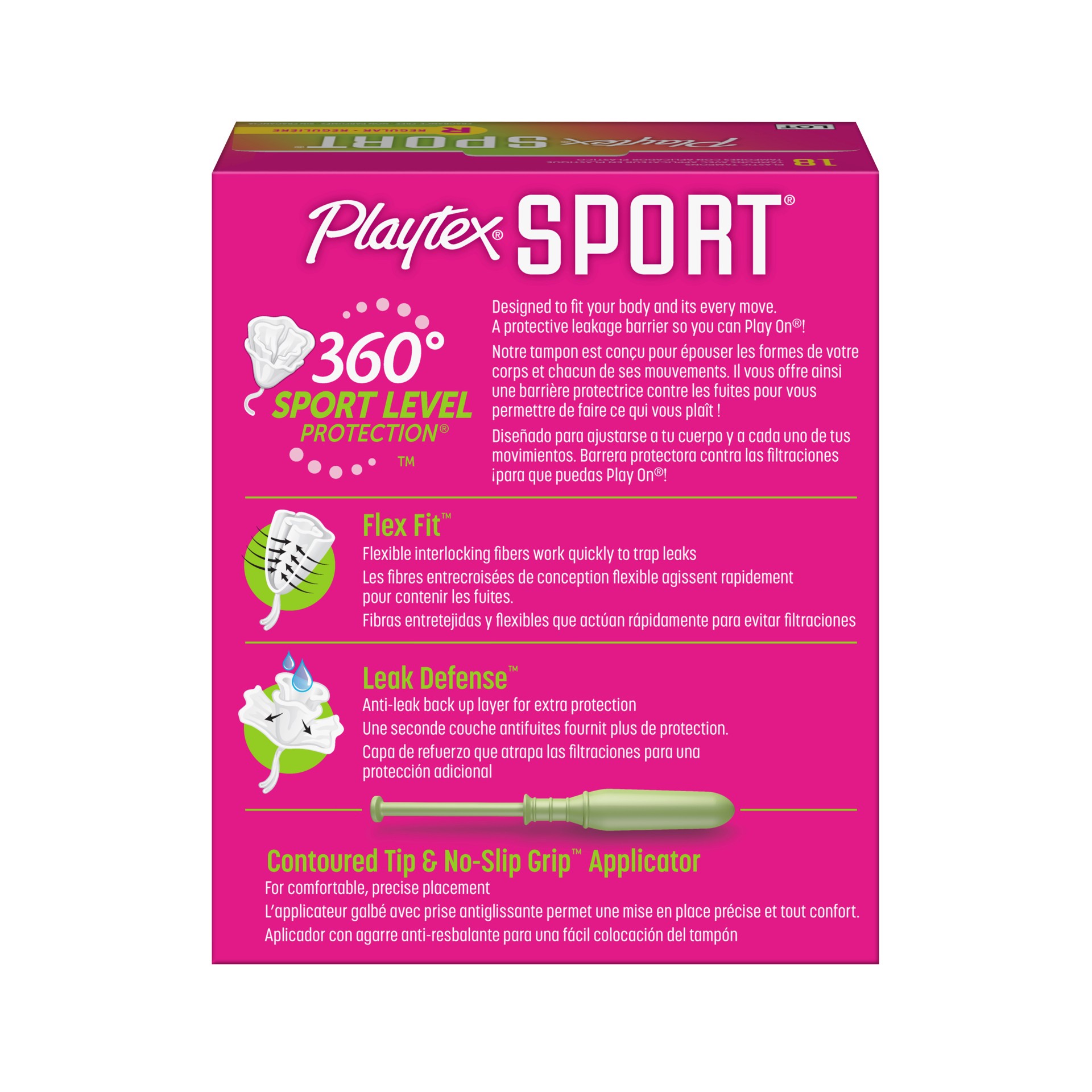 slide 5 of 8, Playtex Sport Regular Absorbency Unscented Plastic Tampons, 18 ct
