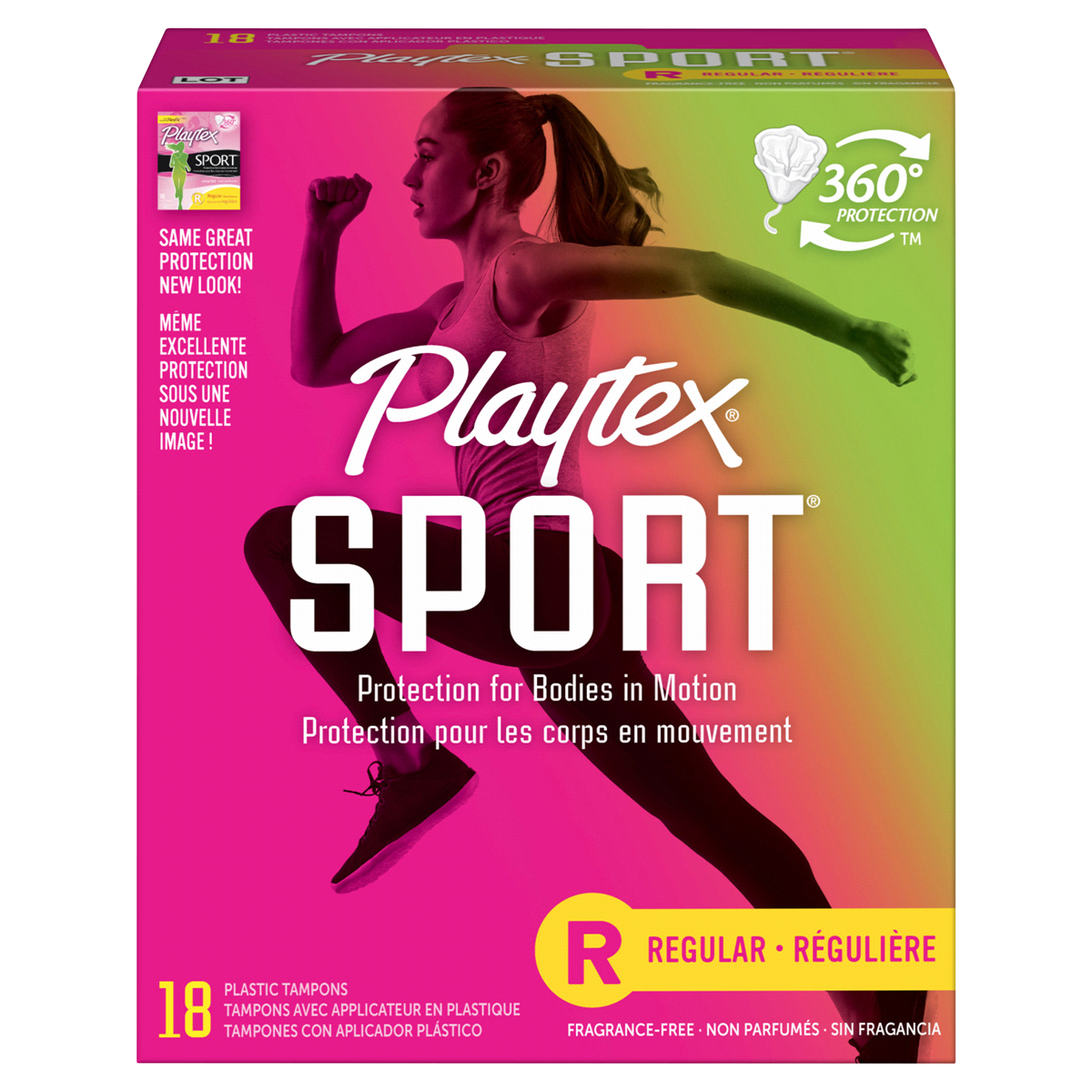 slide 1 of 6, Playtex Sport Regular Absorbency Unscented Plastic Tampons, 18 ct