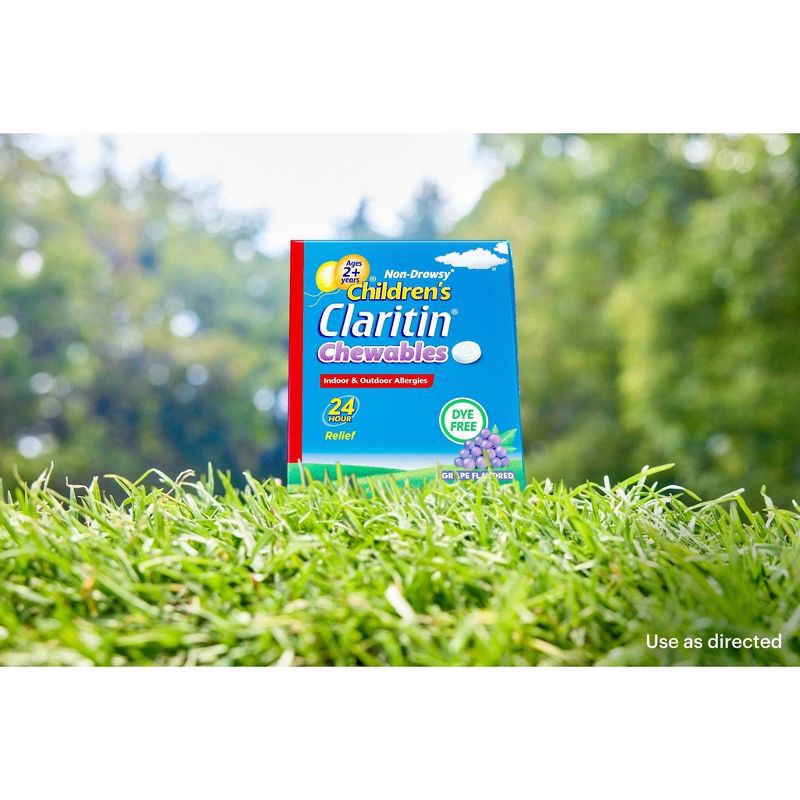 slide 2 of 10, Children's Claritin Loratadine Allergy Relief 24 Hour Non-Drowsy Grape Chewable Tablets - 60ct, 60 ct