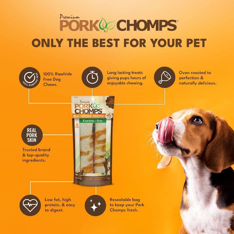 slide 4 of 8, Pork Chomps Chicken Wrapped Expanded Roll Chewy Dog Treats - 7.04oz/2ct, 7.04 oz, 2 ct
