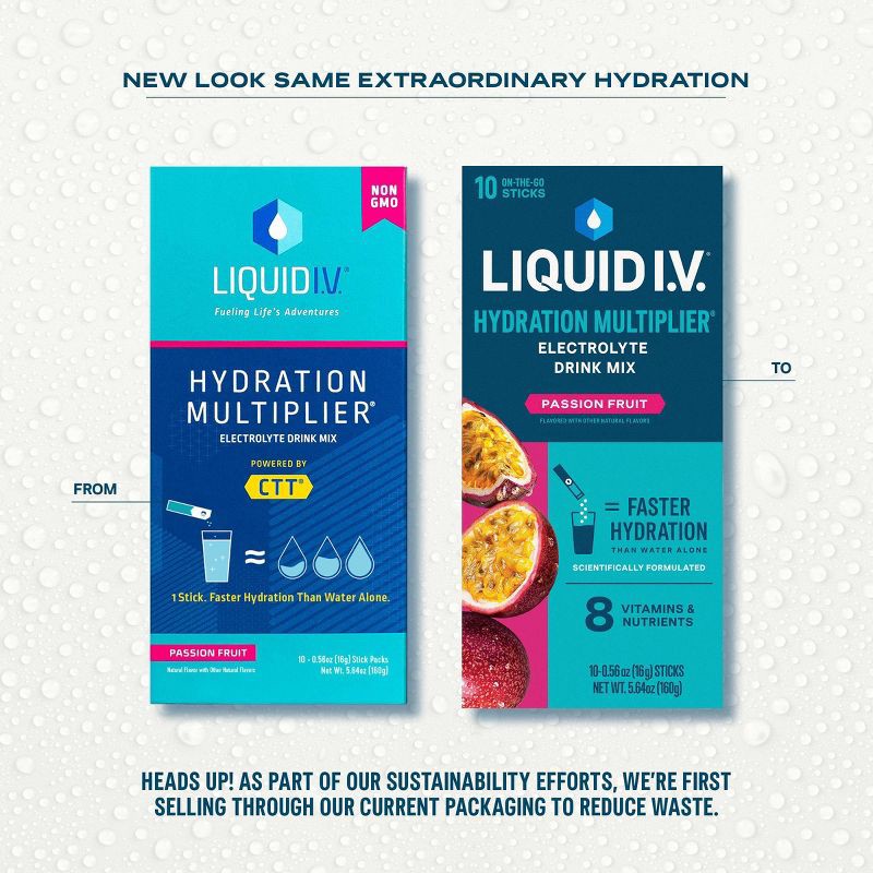 slide 11 of 11, Liquid I.V. Hydration Multiplier Vegan Powder Electrolyte Supplements - Passion Fruit - 0.56oz each/10ct, 0.56 oz, 10 ct