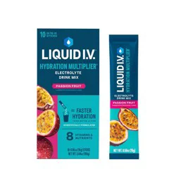 Liquid I.V. Hydration Multiplier Vegan Powder Electrolyte Supplements - Passion Fruit - 0.56oz each/10ct