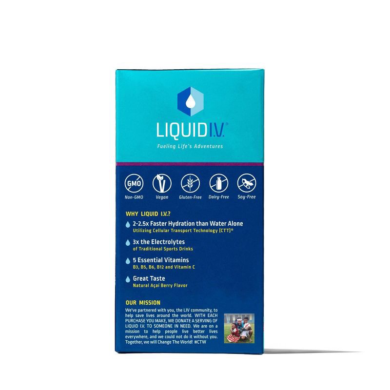 slide 3 of 6, Liquid I.V. Hydration Multiplier Vegan Powder Electrolyte Supplements - Acai Berry - 0.56oz each/10ct, 0.56 oz, 10 ct