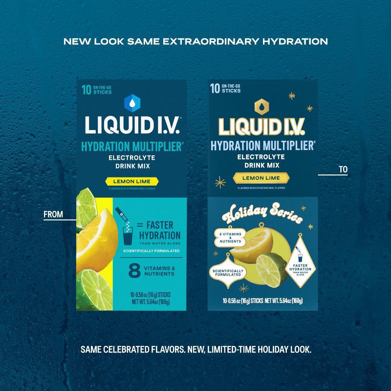 slide 3 of 7, Liquid I.V. Hydration Multiplier Vegan Powder Electrolyte Supplements - Lemon Lime - 0.56oz each/10ct, 0.56 oz, 10 ct