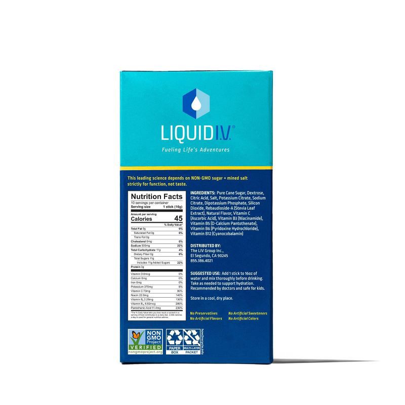 slide 4 of 7, Liquid I.V. Hydration Multiplier Vegan Powder Electrolyte Supplements - Lemon Lime - 0.56oz each/10ct, 0.56 oz, 10 ct