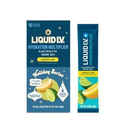 Liquid I.V. Hydration Multiplier Vegan Powder Electrolyte Supplements - Lemon Lime - 0.56oz each/10ct
