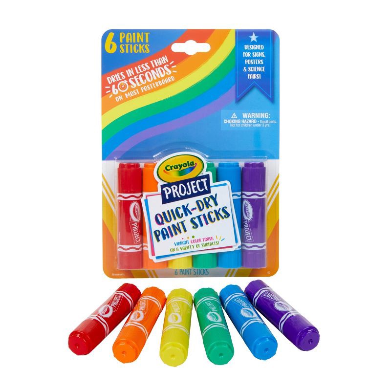 slide 2 of 4, 6ct Crayola Project Quick Dry Paint Sticks - Classic Colors, 6 ct