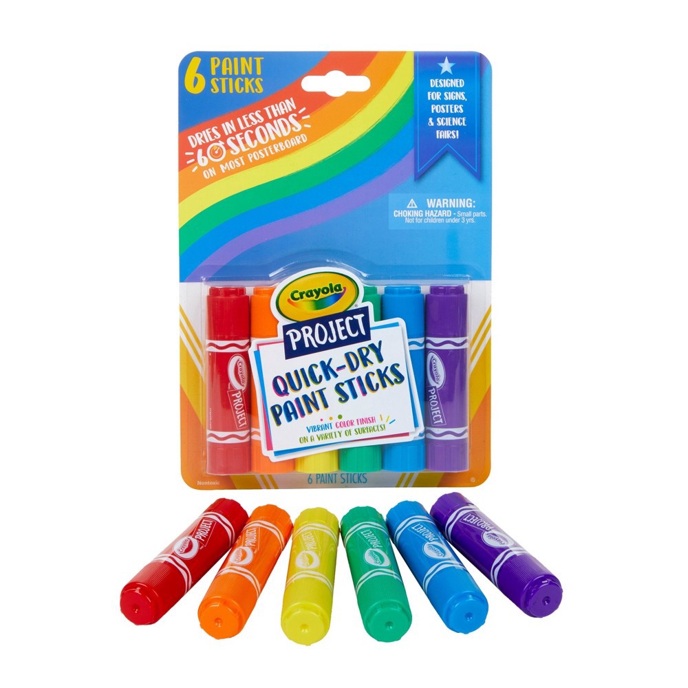 slide 2 of 4, 6ct Crayola Project Quick Dry Paint Sticks - Classic Colors, 6 ct