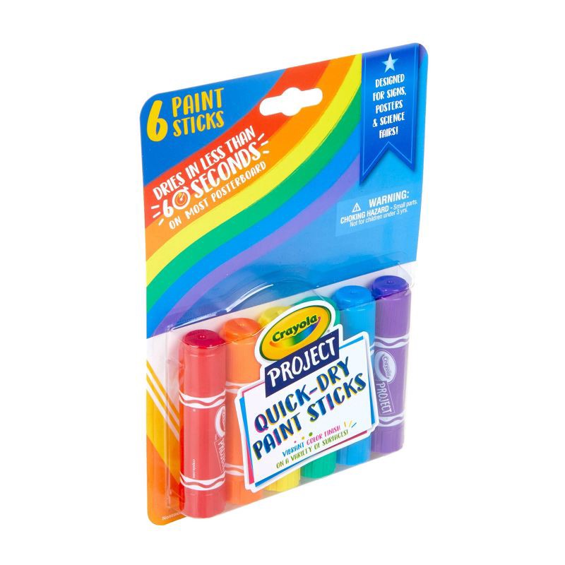 slide 3 of 4, 6ct Crayola Project Quick Dry Paint Sticks - Classic Colors, 6 ct