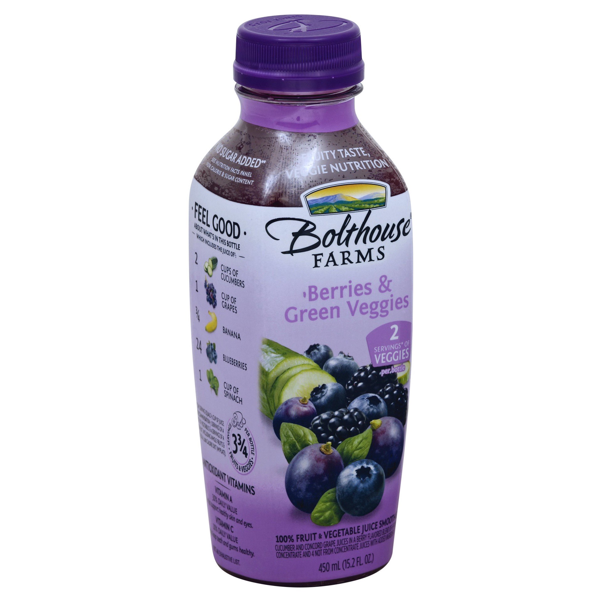 slide 1 of 2, Bolthouse Farms Berries & Green Veggies Fruit Juice Smoothie, 15.2 fl oz