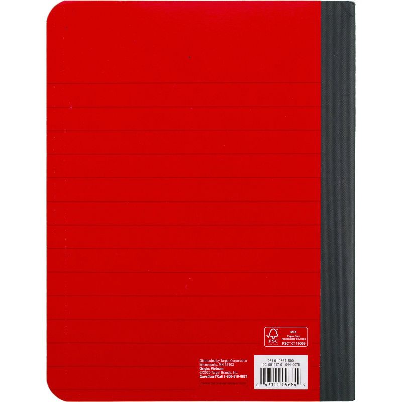 slide 2 of 2, Wide Ruled Red Composition Notebook - up&up™: Hard Cover, 7.5x9.75", 70 Pages, Tween & Child, Rounded Corners, 1 ct