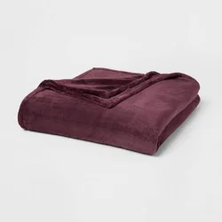 Full/Queen Microplush Bed Blanket Wine - Threshold