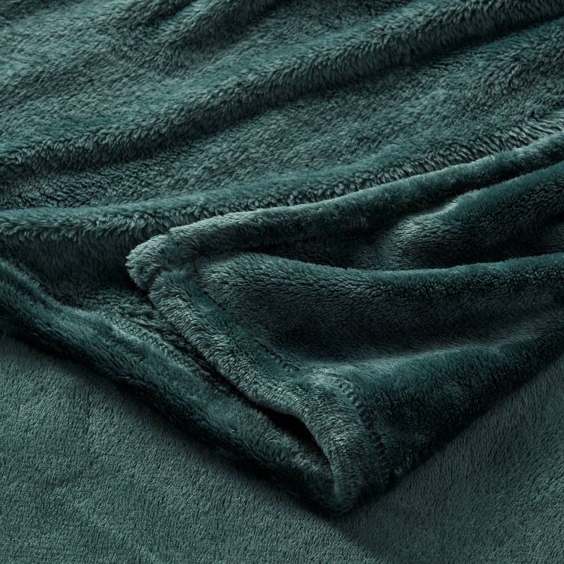 slide 3 of 3, Full/Queen Microplush Bed Blanket Pine - Threshold™: Cozy Polyester, Double-Turned Hems, No Fill, Machine Washable, 1 ct