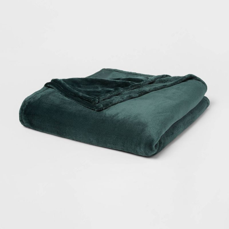 slide 1 of 3, Full/Queen Microplush Bed Blanket Pine - Threshold™, 1 ct