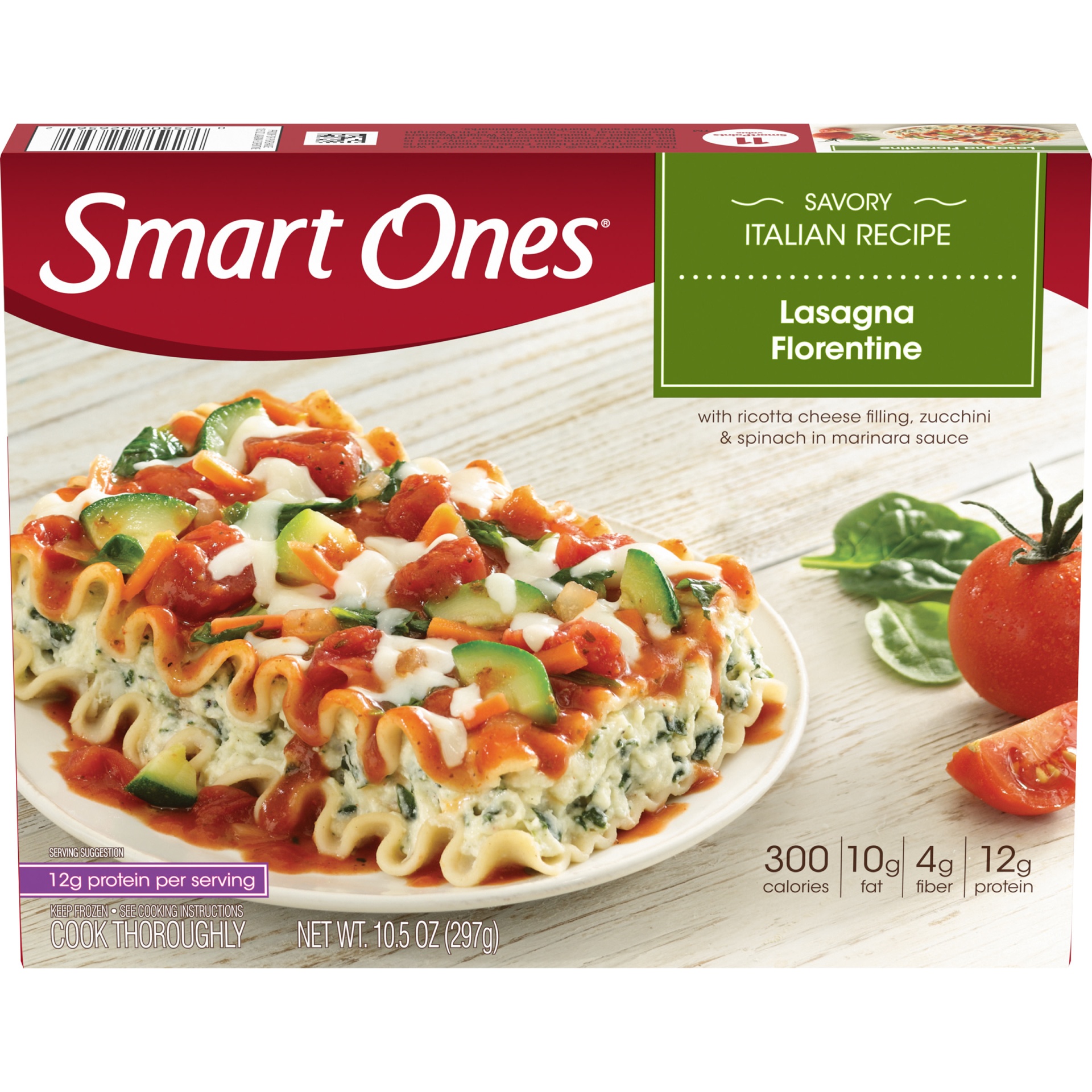 slide 1 of 1, Smart Ones Lasagna Florentine with Zucchini, Spinach & Marinara Sauce Frozen Meal, 10.5 oz