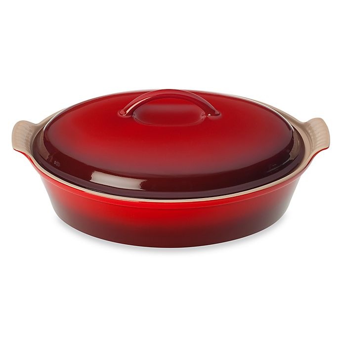 slide 1 of 1, Le Creuset Oval Covered Casserole - Cerise, 4 qt