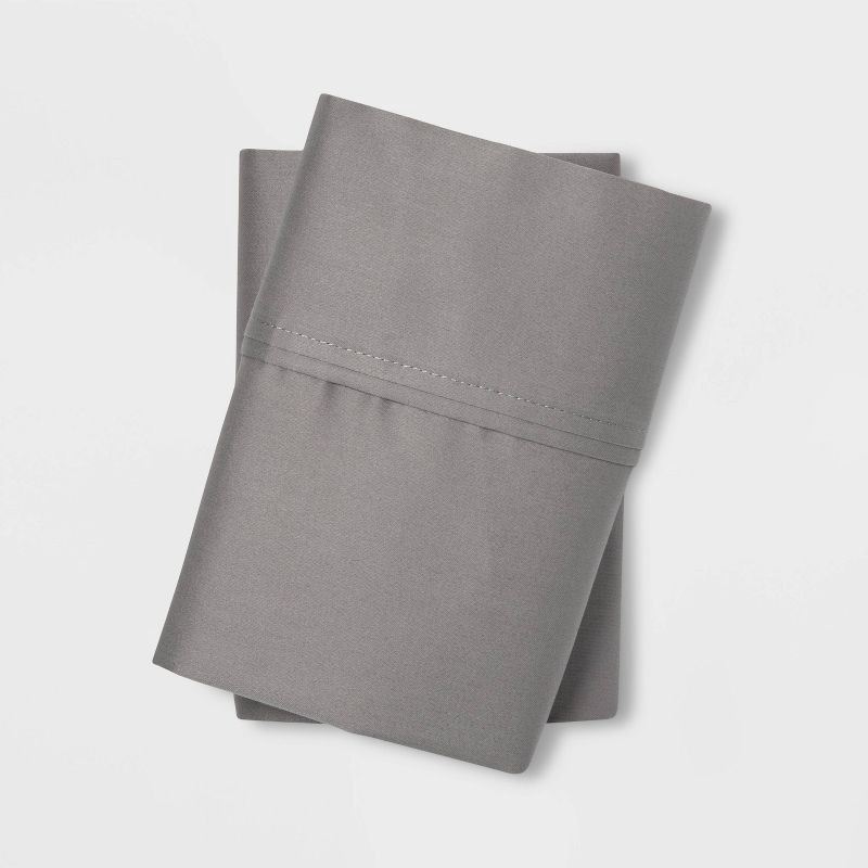 slide 1 of 1, King Solid Performance 400 Thread Count Pillowcase Set Gray - Threshold™, 1 ct