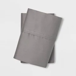 Standard Solid Performance 400 Thread Count Pillowcase Set Gray - Threshold™: Cotton Sateen, Machine Washable, OEKO-TEX Certified