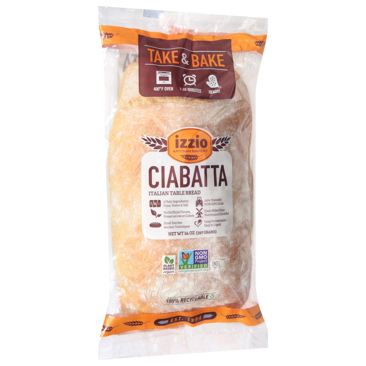 slide 4 of 9, Izzio Artisan Bakery Ciabatta 14 oz, 14 oz
