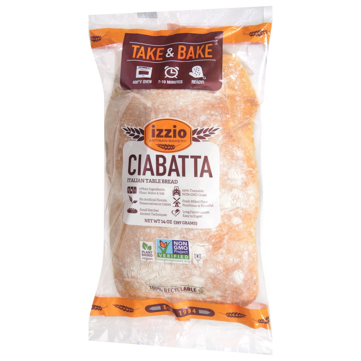 slide 9 of 9, Izzio Artisan Bakery Ciabatta 14 oz, 14 oz