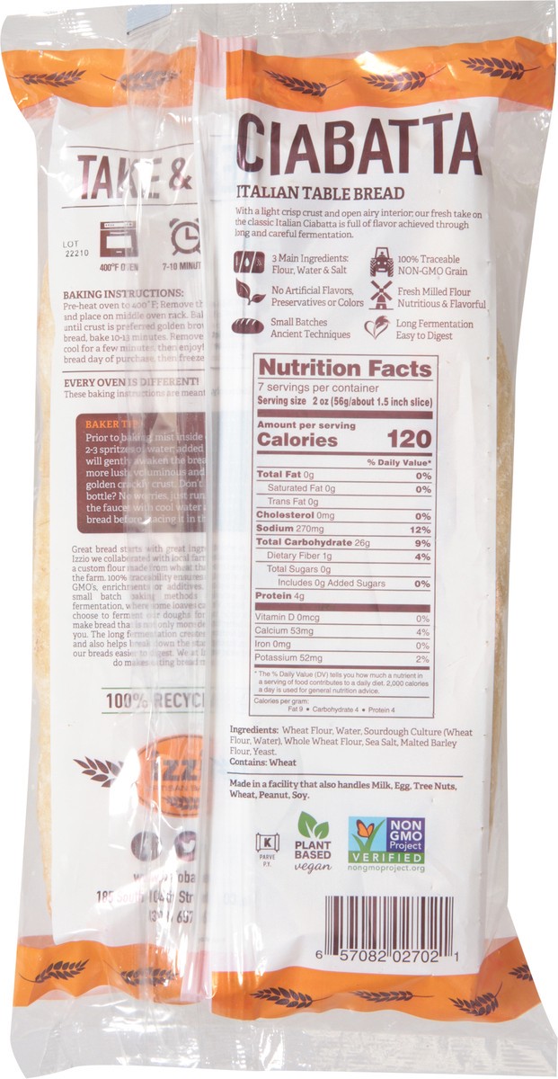 slide 2 of 9, Izzio Artisan Bakery Ciabatta 14 oz, 14 oz