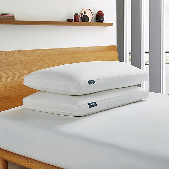 slide 2 of 4, Serta White Goose Feather and Down Fiber Standard/Queen Side Sleeper Pillows, 2 ct