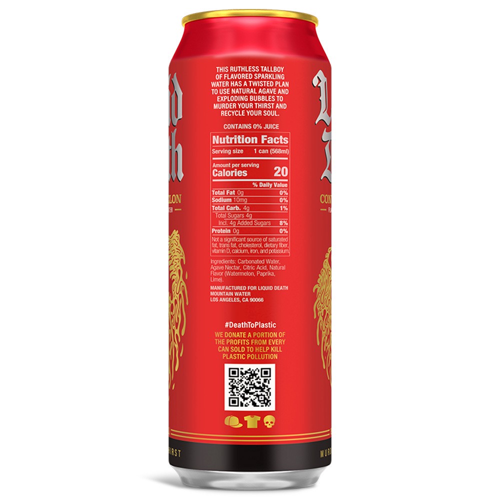 slide 2 of 2, Liquid Death Sparkling Water, Convicted Melon, 19.2 oz King Size Cans (8-Pack) - 153.60 oz, 153.60 oz