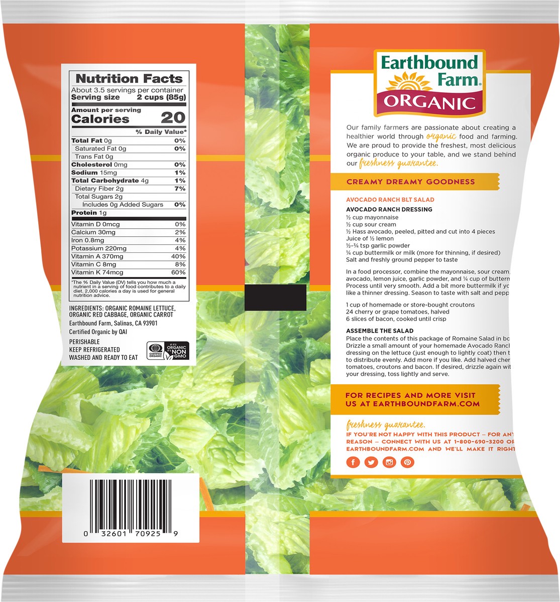 slide 5 of 6, Earthbound Farm Organic Romaine Salad, 10 oz