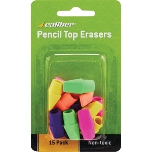 slide 1 of 1, Caliber Pencil Cap Erasers, 15 ct