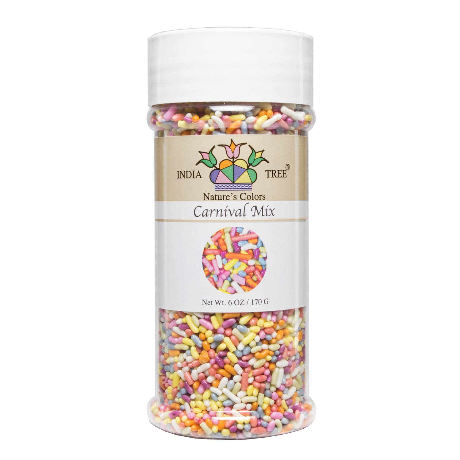 slide 1 of 1, India Tree Carnival Mix Sprinkles, Rainbow, 5.75 oz