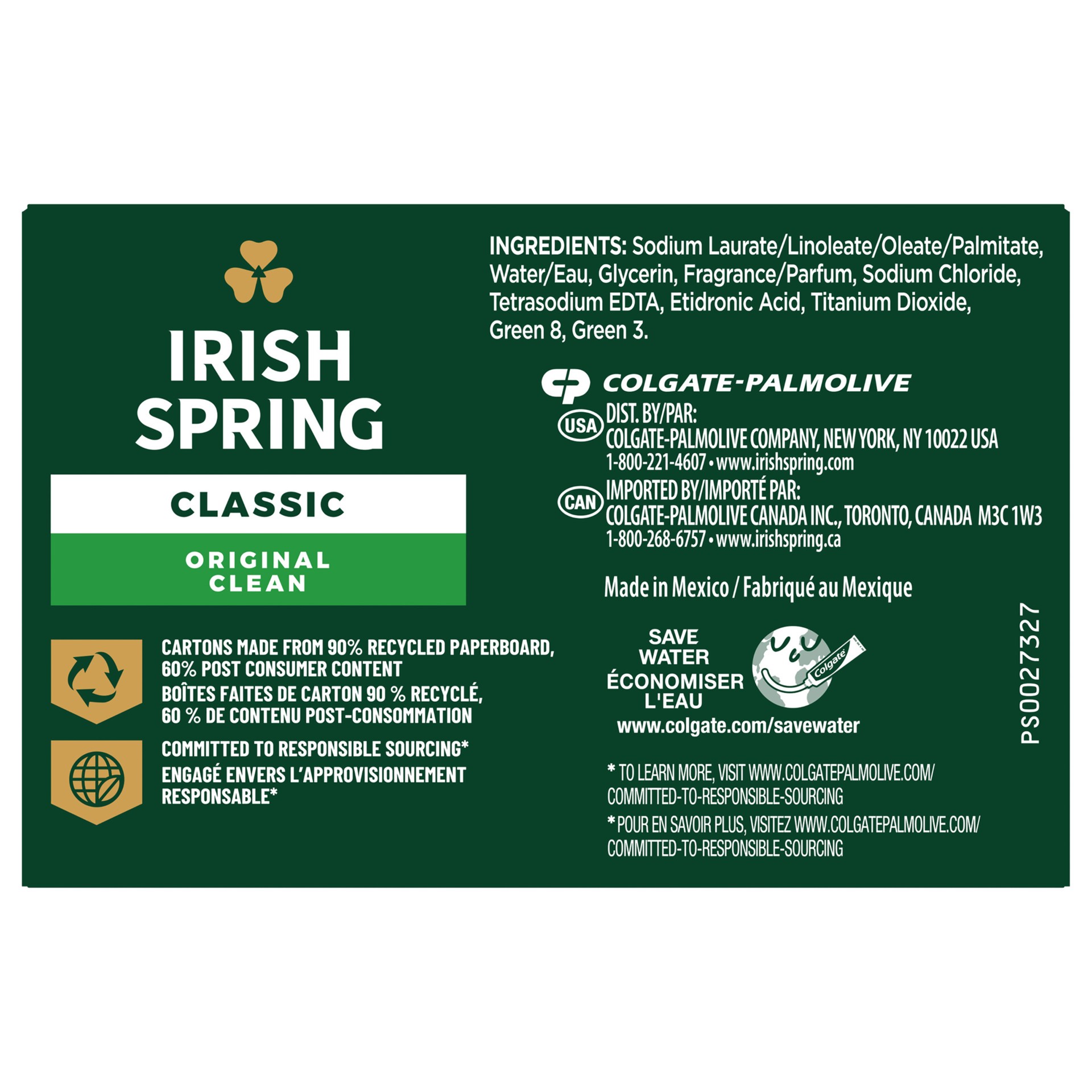 slide 3 of 4, Irish Spring Original Clean Deodorant Bar Soap for Men, 3.2 oz, 3 Pack, 3.2 oz