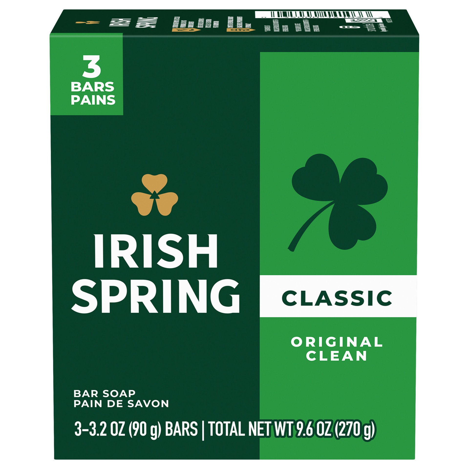 slide 1 of 4, Irish Spring Original Clean Deodorant Bar Soap for Men, 3.2 oz, 3 Pack, 3.2 oz