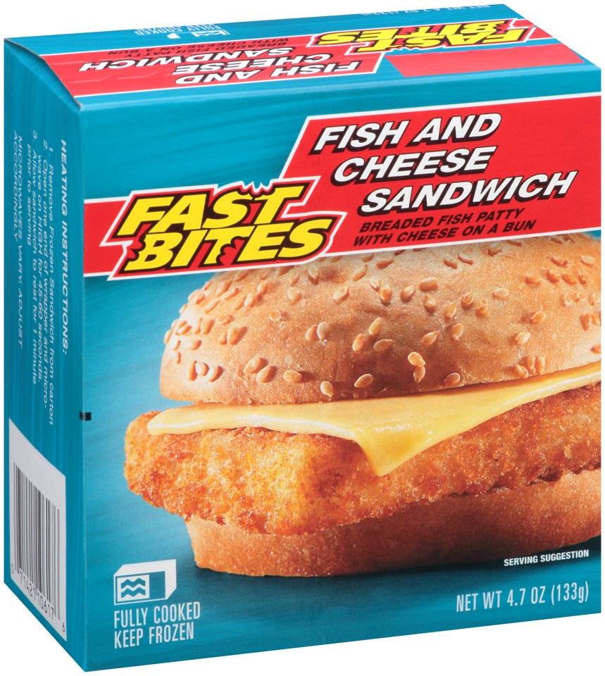slide 1 of 2, Fast Bites Fish and Cheese Sandwich, 4.7 oz