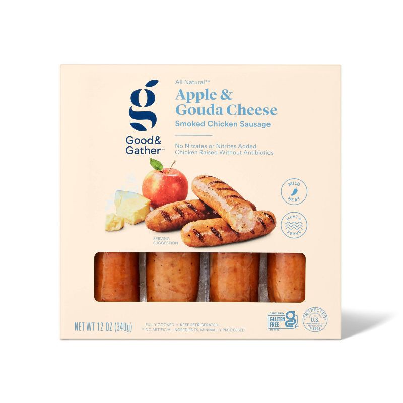 slide 1 of 3, Apple & Gouda Chicken Sausage - 12oz - Good & Gather™, 12 oz