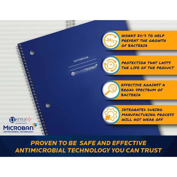 slide 8 of 8, Microban Professional U Style 3-Ring Pencil Pouch With Microban Antimicrobial Protection, 7 1/2'' X 9 3/4'', Blue/Black, 1 ct