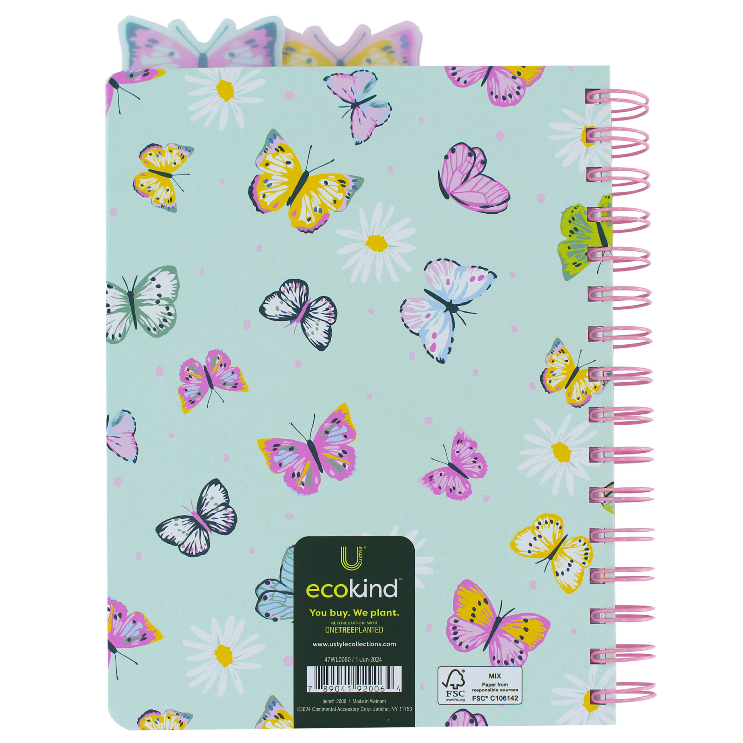 slide 2 of 4, Ecokind Butterfly Tabbed 6.25" x 8.25" Journal, 120 Sheets, 1 ct