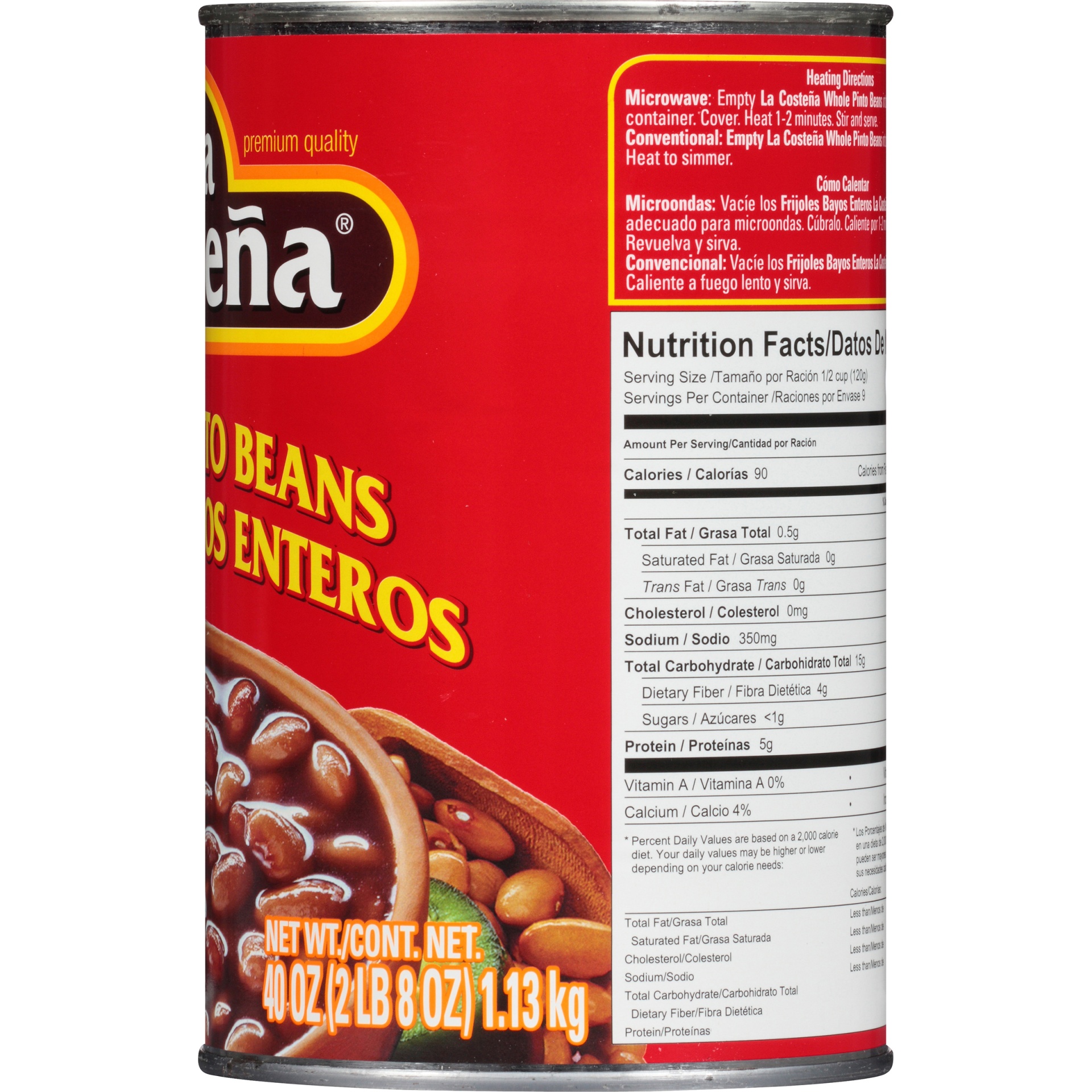 slide 3 of 6, La Costeña Whole Pinto Beans, 40 oz