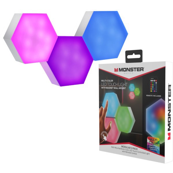 slide 6 of 6, Jem Accessories Monster Multi-Color Led Touch Light, 3 ct