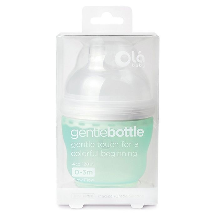 slide 4 of 4, Olababy GentleBottle Silicone Wide-Neck Bottle - Mint, 4 fl oz